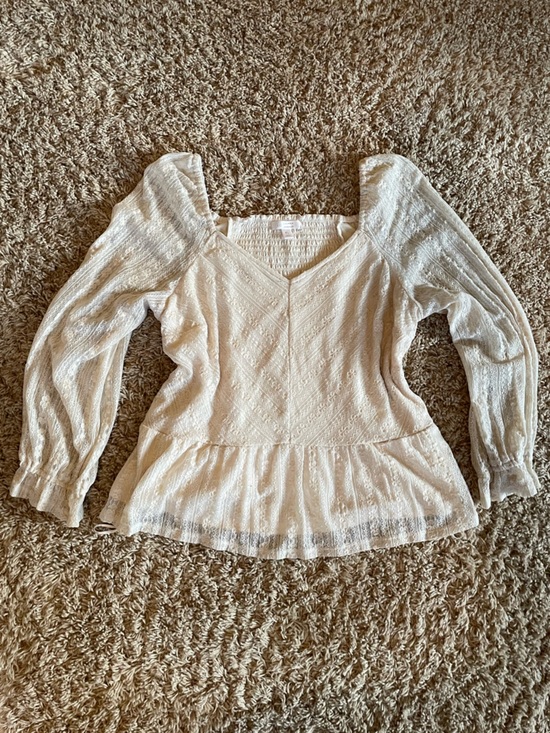 LC Lauren Conrad Tops - Lace Cream Long-Sleeve Top Size XL